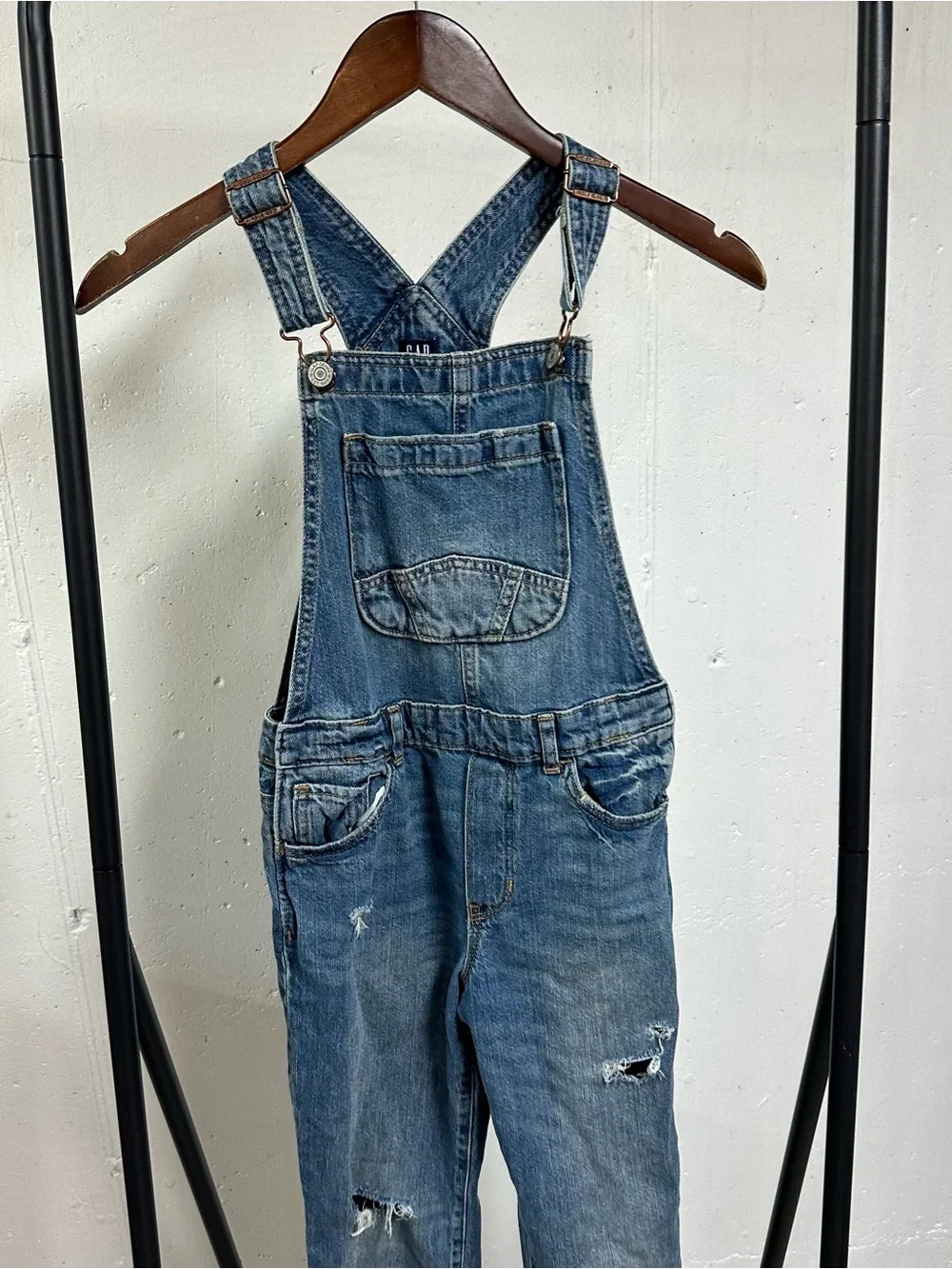 GAP Blue Distressed Denim Kids Overalls